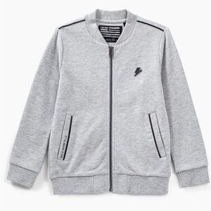 BOYS' GREY EMBROIDERED BACK CARDIGAN